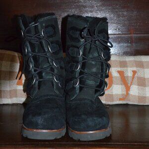 UGG Whitley Lace Up Black Suede and Sheepskin Boot Size 8